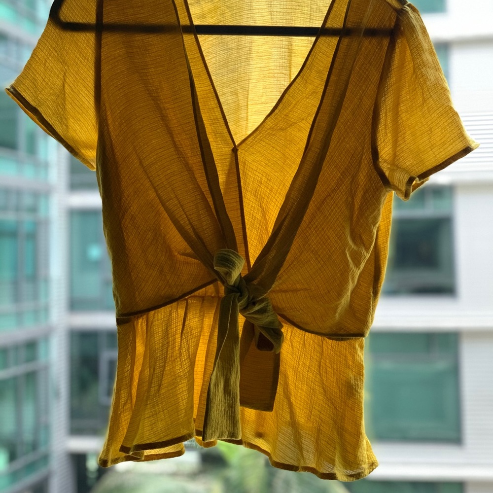 Golden Yellow Wrap Top 🌻